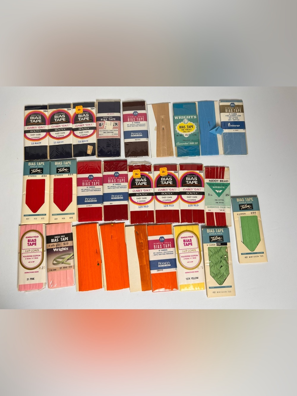Misc Lot of 26 Vintage Bias Tape Variety Colors Sewing Notions